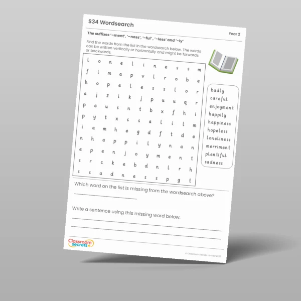 An image of the Summer 1 Week 5 Spelling - S34 - The suffixes ‘–ment’,‘–ness’, ‘–ful’ , ‘–less’ and ‘–ly’ Resource