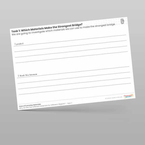 An image of the Lesson 4: Which Materials Make the Strongest Bridge? Worksheet Resource