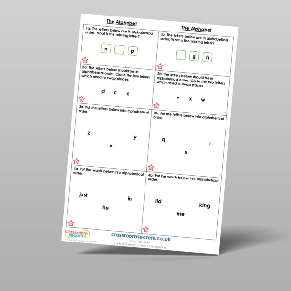 An image of the Free The Alphabet Varied Fluency Resource