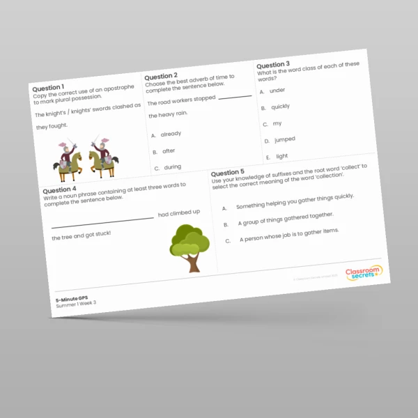 An image of the 5-Minute GPS Summer 1 Week 3 Resource