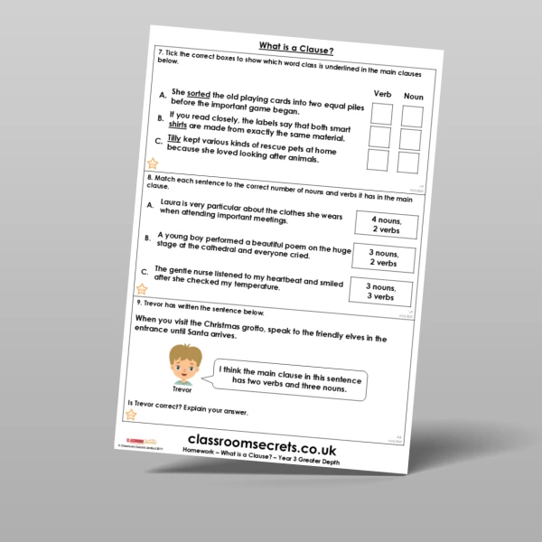 An image of the Free What is a Clause? Homework Resource