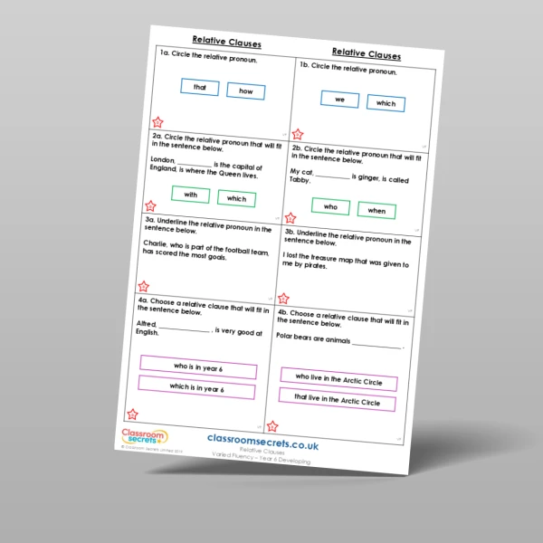 An image of the Free Relative Clauses Varied Fluency Resource