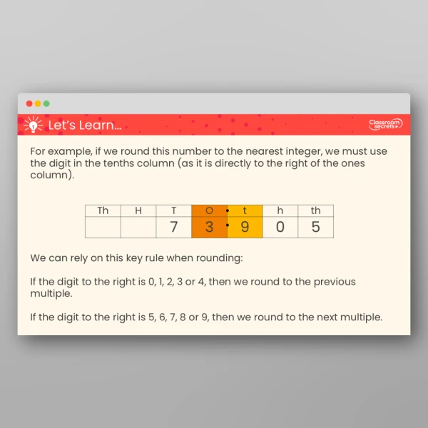 An image of the Round Decimals Teaching PPT Resource