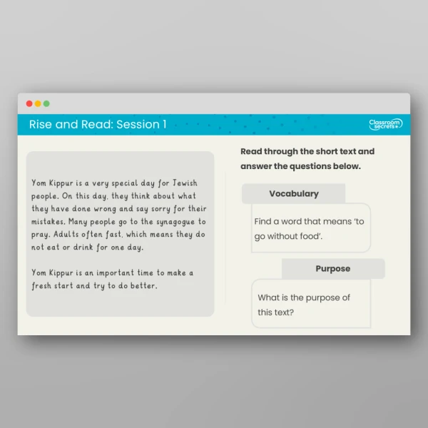 An image of the Rise and Read Yom Kippur Resource