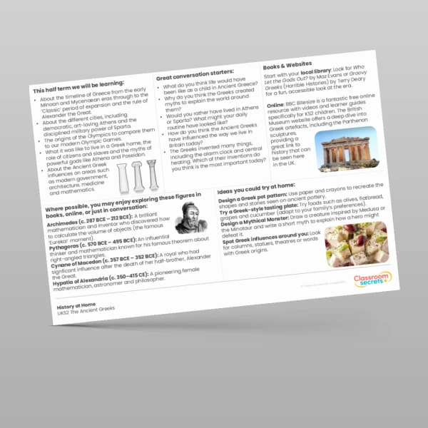 An image of the The Ancient Greeks History at Home Resource