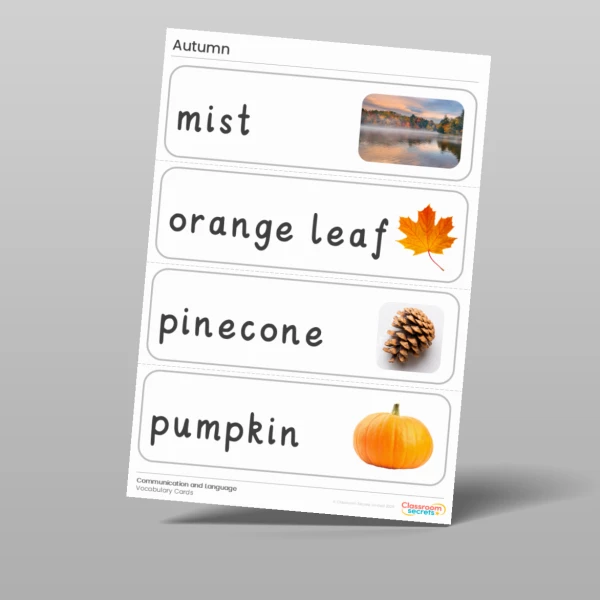 An image of the Autumn Vocabulary Cards Resource