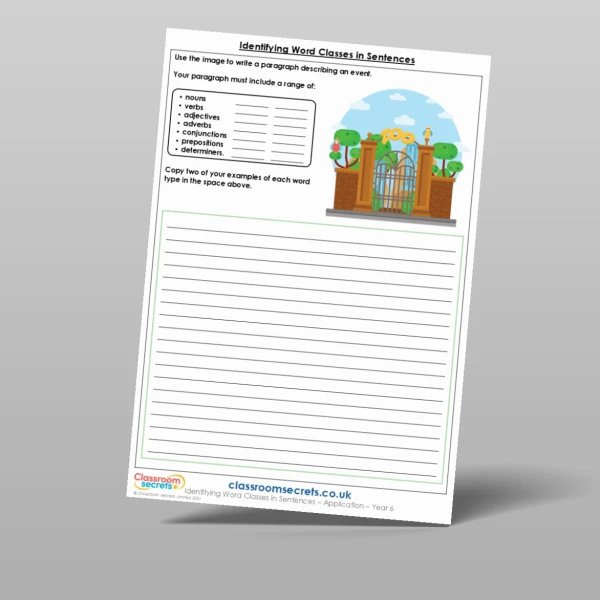 An image of the Identifying Word Classes in Sentences Application Resource