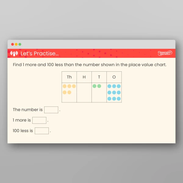 An image of the Find 1, 10, 100 1,000 More or Less Teaching PPT Resource