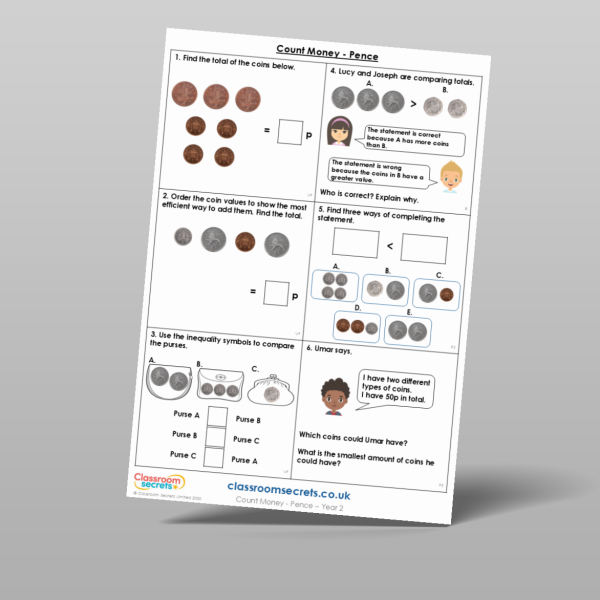 Year 2 Count Money Pence Mixed Activity Resource | Classroom Secrets