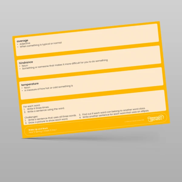 An image of the Spring 2 Week 5 Wake Up and Work Resource