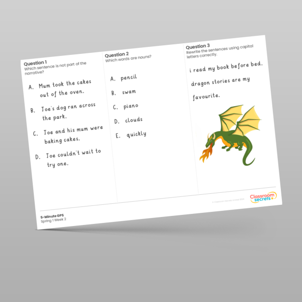 Spring Claa Worksheets Year 1 5 Minute Gps Spring 1 Week 2 Resource | Classroom Secrets