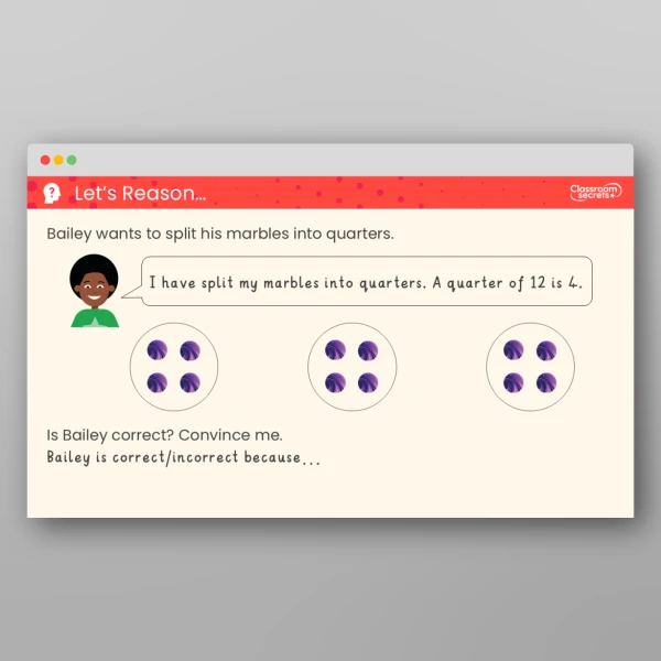 An image of the Recognise a Quarter of a Quantity Teaching PPT Resource