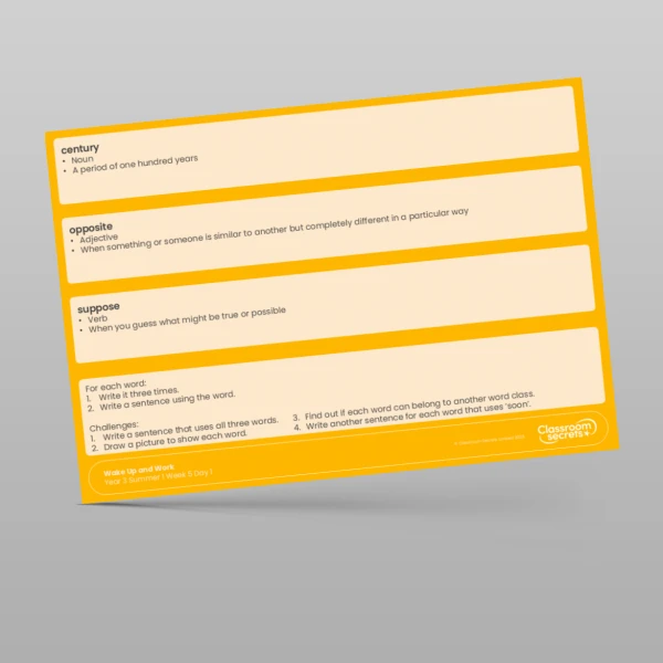 An image of the Summer 1 Week 5 Wake Up and Work Resource