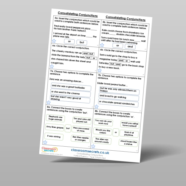 An image of the Consolidating Conjunctions Varied Fluency Resource