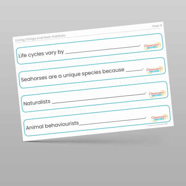 An image of the Living Things and their Habitats Stem Sentences Resource