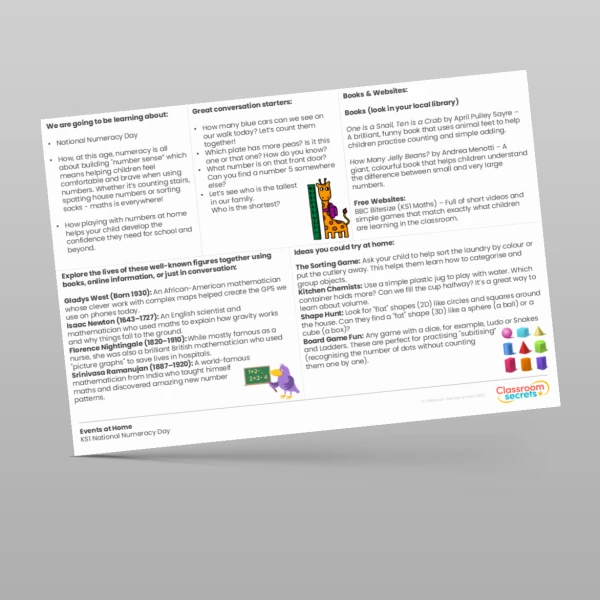 An image of the National Numeracy Day at Home Resource