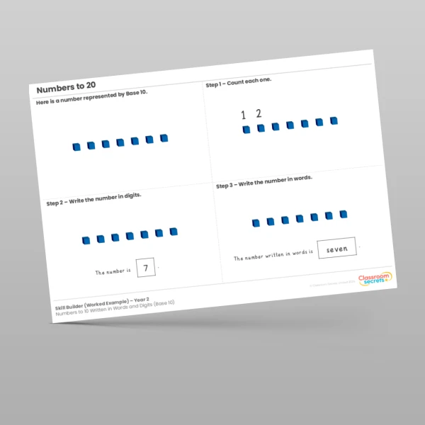 An image of the Numbers to 10 Written in Words and Digits (Base 10) Skill Builder Resource