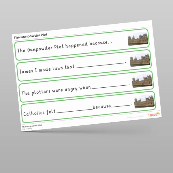 An image of the The Gunpowder Plot Stem Sentences Resource