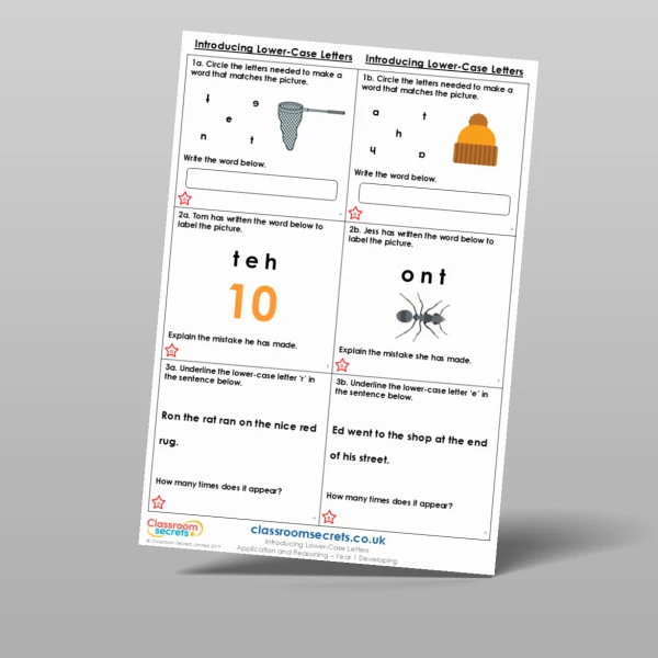 An image of the Introducing Lower-Case Letters Application and Reasoning Resource