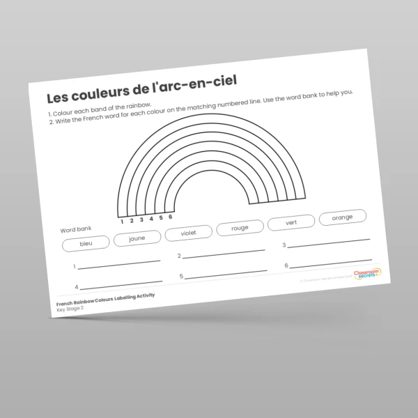 An image of the French Rainbow Colours Labelling Activity Resource