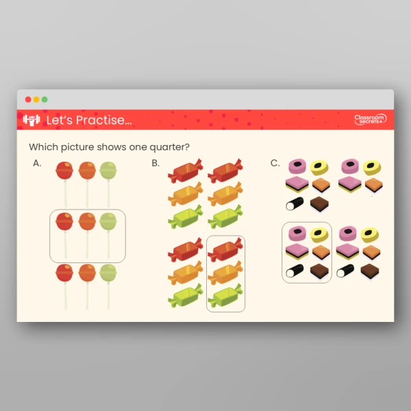 An image of the Recognise a Quarter Teaching PPT Resource