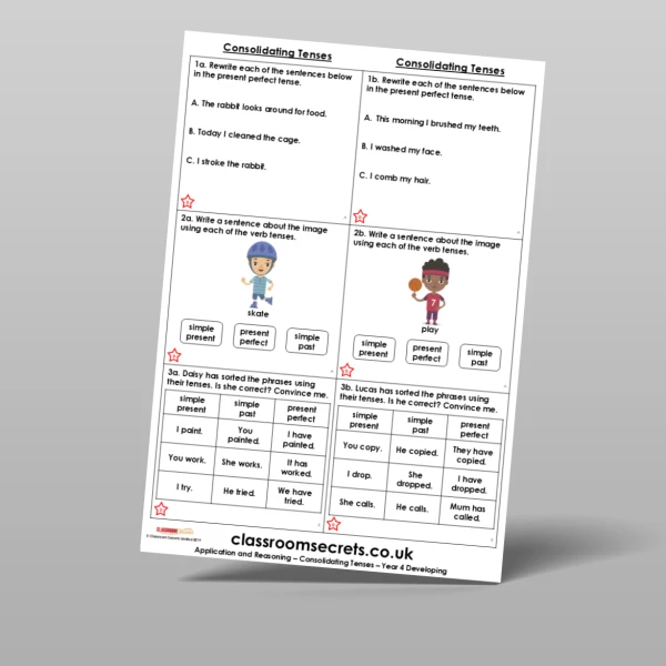 An image of the Consolidating Tenses Application and Reasoning Resource
