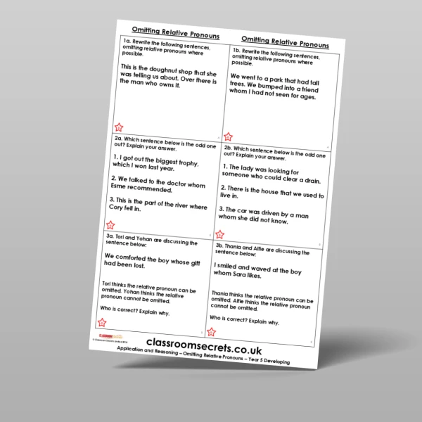 An image of the Omitting Relative Pronouns Application and Reasoning Resource