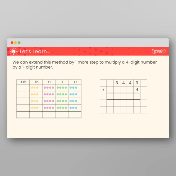 An image of the Multiply up to a 4-Digit Number by a 1-Digit Number TPP Resource