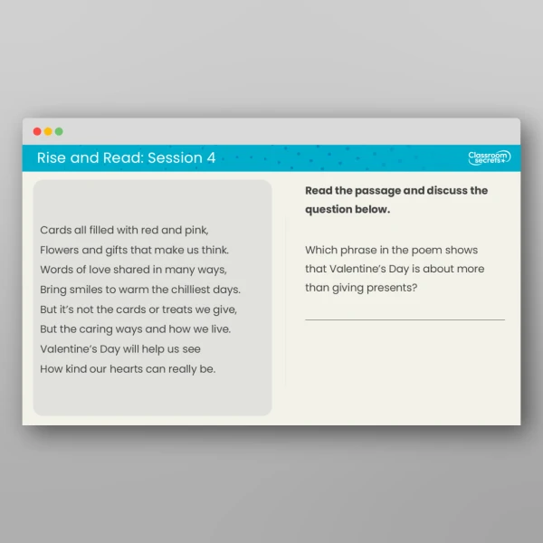 An image of the Rise and Read Valentine's Day Resource