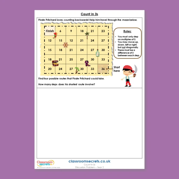 An image of the Count in 3s Deeper Reasoning Discussion Problem Resource