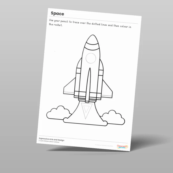 An image of the Amazing World - Space I Can Draw and Colour Resource