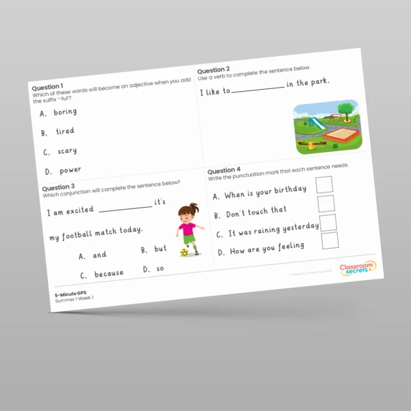An image of the Free 5-Minute GPS Summer 1 Week 1 Resource