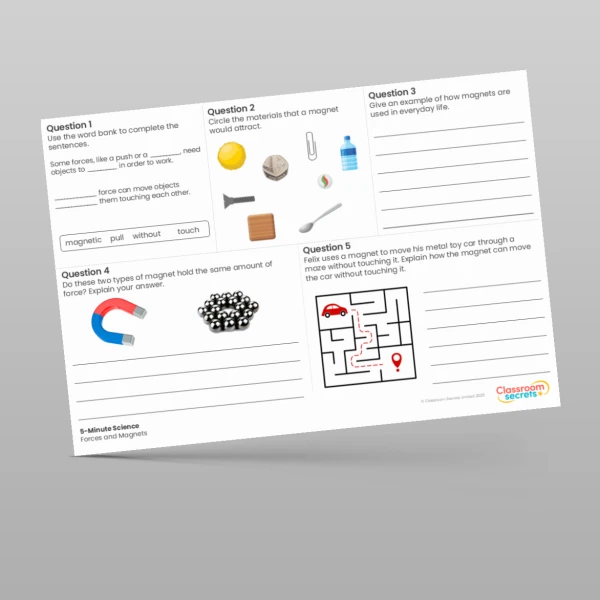 An image of the Forces and Magnets 5-Minute Science Resource