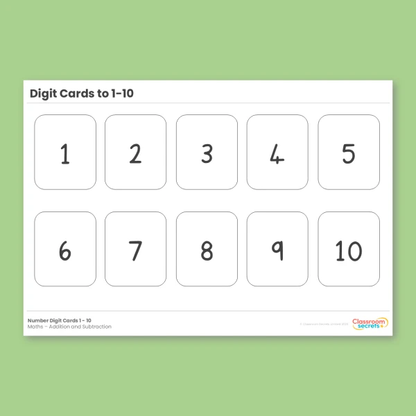 KS1 Digit Cards 1 to 10