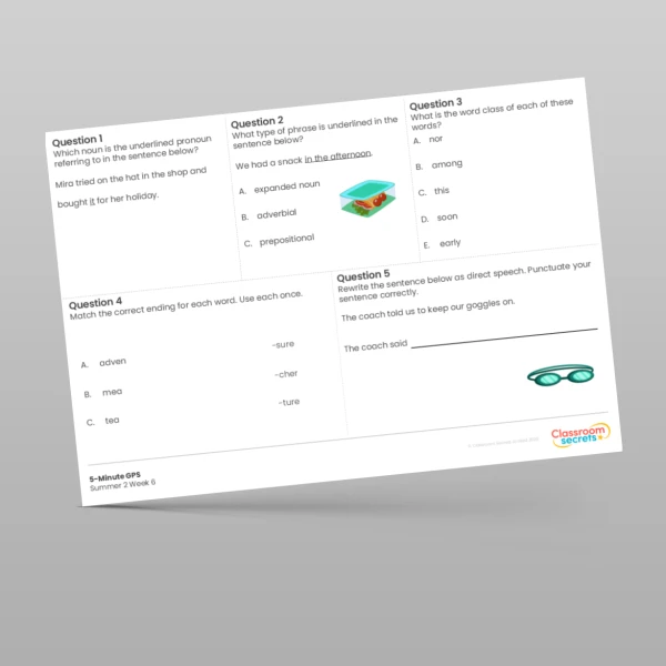 An image of the 5-Minute GPS Summer 2 Week 6 Resource