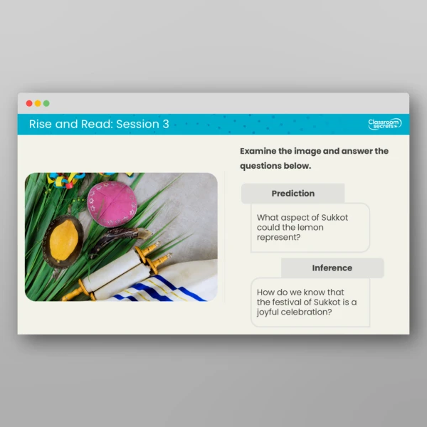 An image of the Rise and Read Sukkot Resource