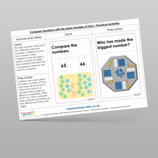An image of the Compare Numbers with the Same Number of Tens Practical Activities Resource