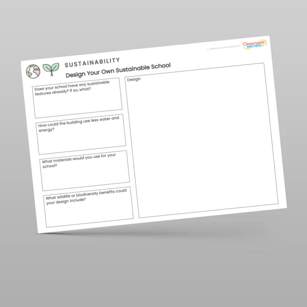 An image of the Design Your Own Sustainable School Worksheet Resource