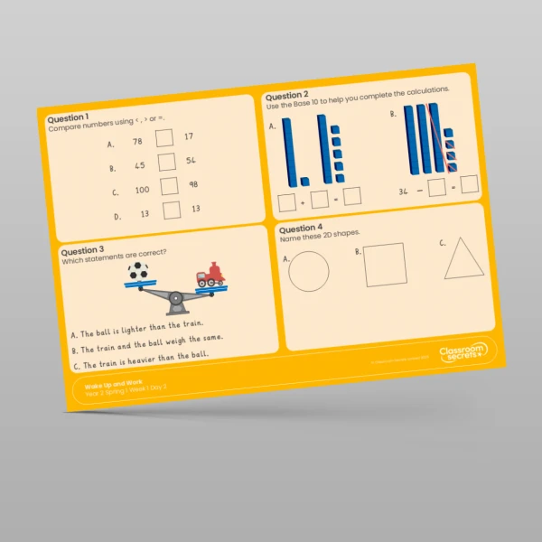 An image of the Spring 1 Week 1 Wake Up and Work Resource