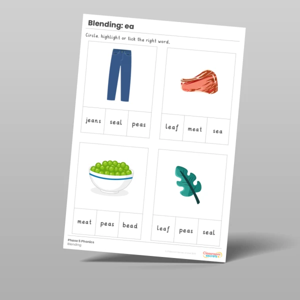 An image of the Phonics Blending Activities 'ea' Resource