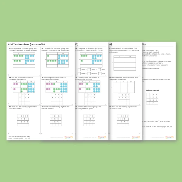 Year 3 Add Two Numbers (across a 10) Addition and Subtraction Varied Fluency