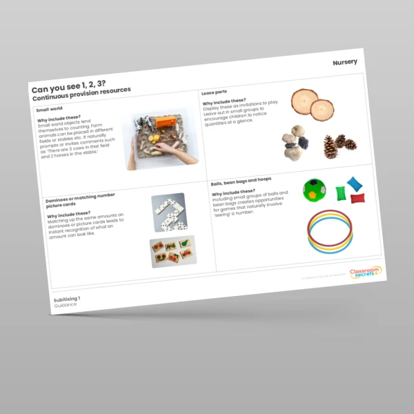 An image of the WR Maths Aligned Planning Nursery Subitising 1 Resource