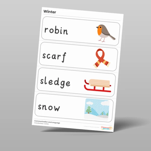 An image of the Winter Vocabulary Cards Resource