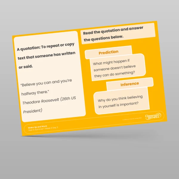 An image of the Summer 1 Week 4 Wake Up and Work Resource