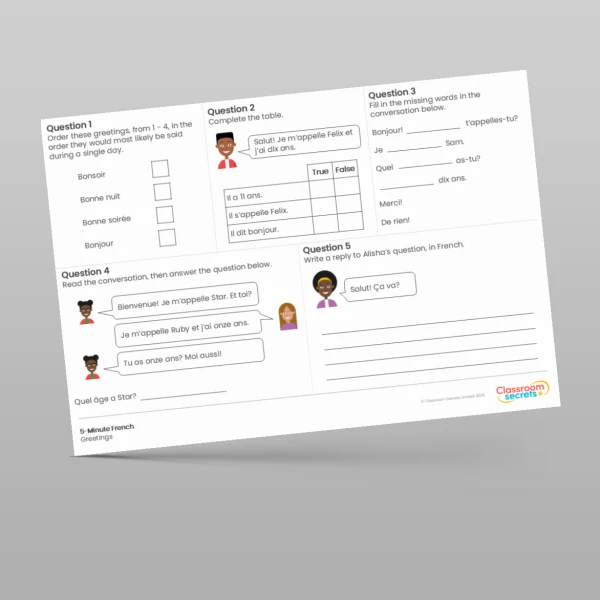 An image of the 5-Minute French Greetings Resource