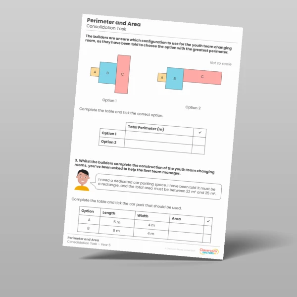 An image of the Perimeter and Area Consolidation Task Resource