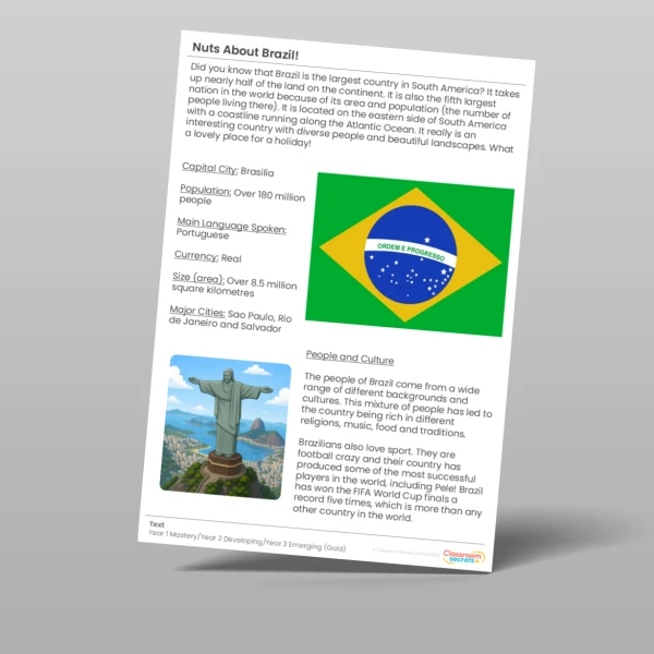 An image of the Nuts about Brazil! Gold Guided Reading Pack Resource