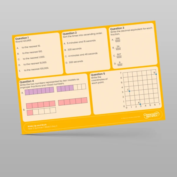 An image of the Summer 1 Week 3 Wake Up and Work Resource