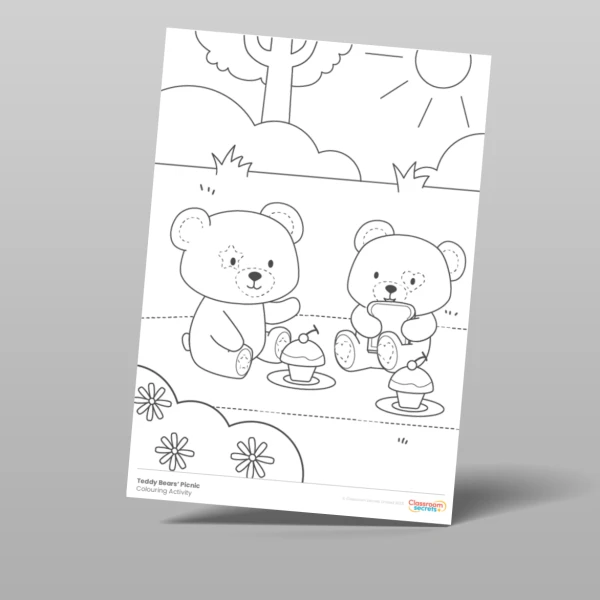 An image of the Teddy Bears' Picnic Colouring Activity Resource
