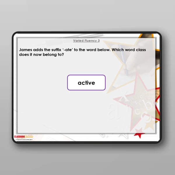 An image of the Adding '-ate', '-ise' and '-ify' Modelling PPT Resource